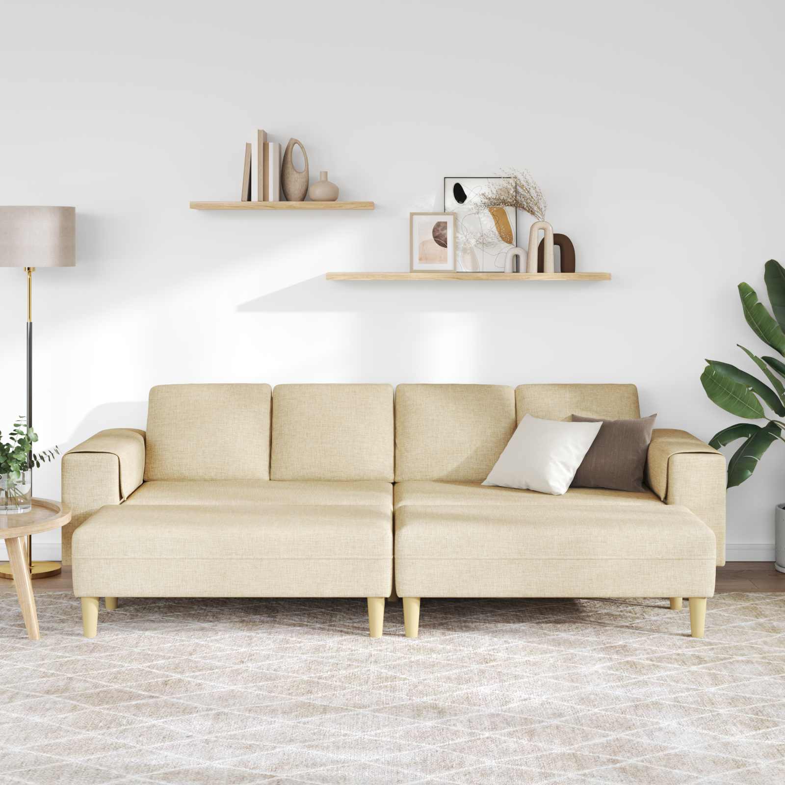 Woonkamer Bank 3 st Crème Polyester