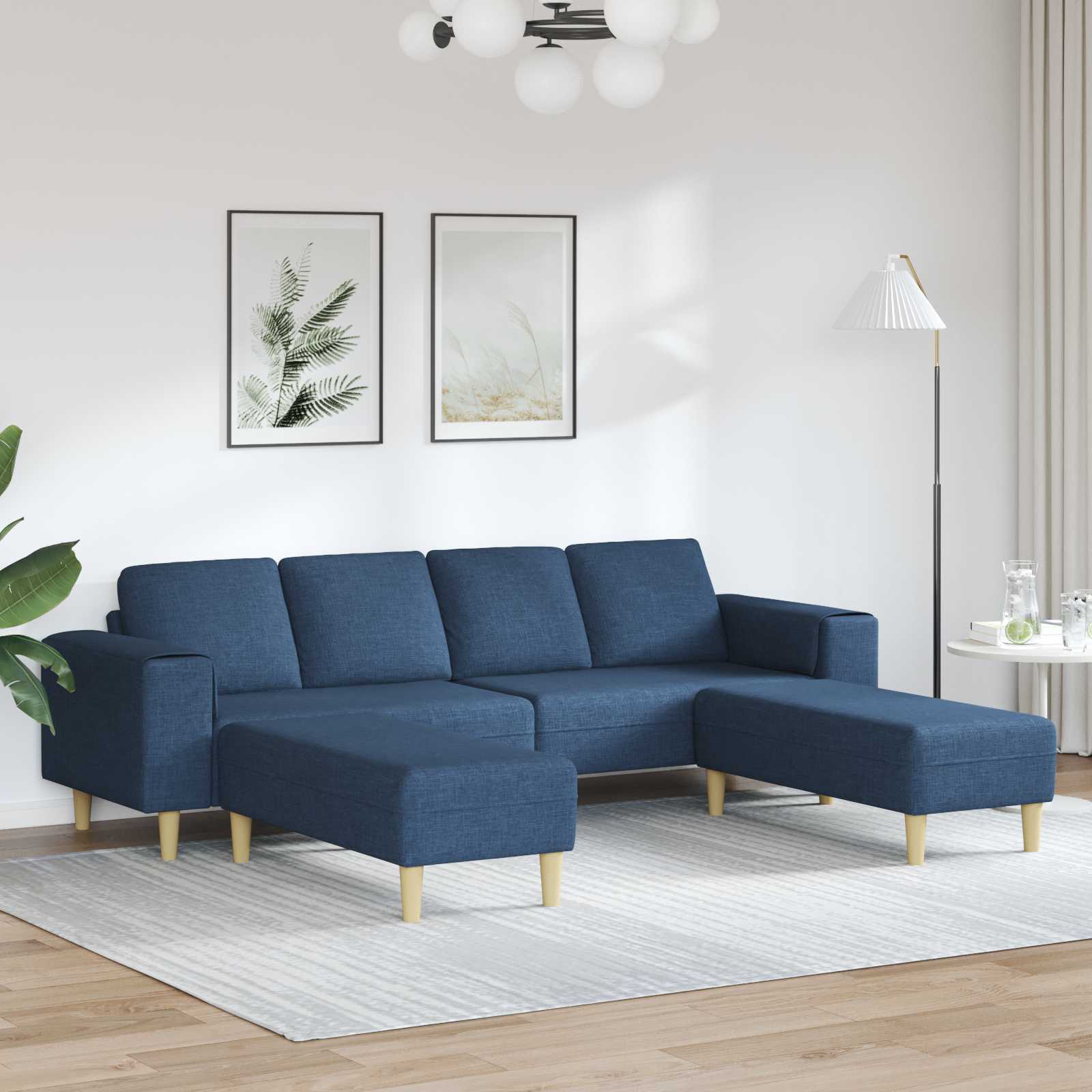 Woonkamer Bank 3 st Blauw Polyester