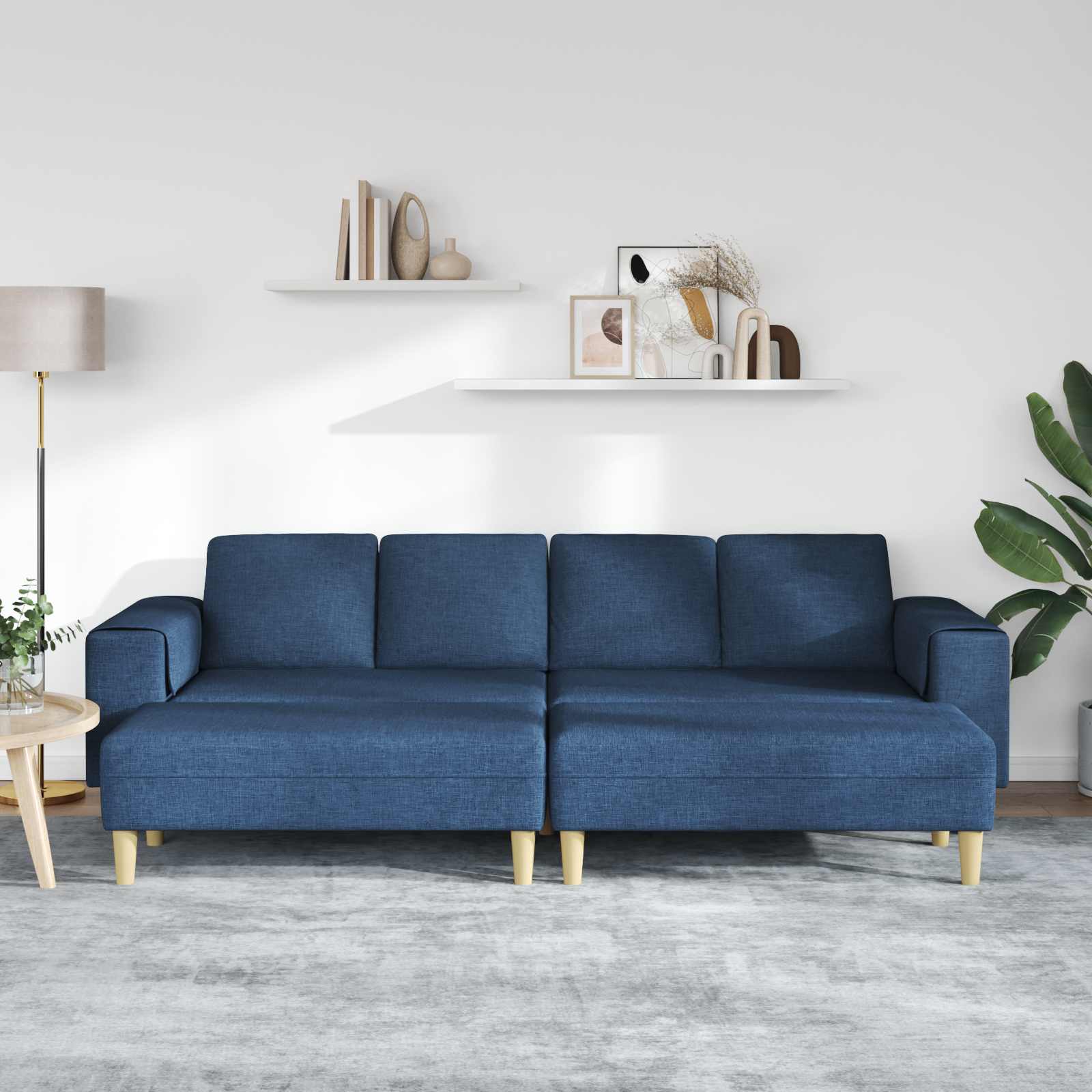 Woonkamer Bank 3 st Blauw Polyester