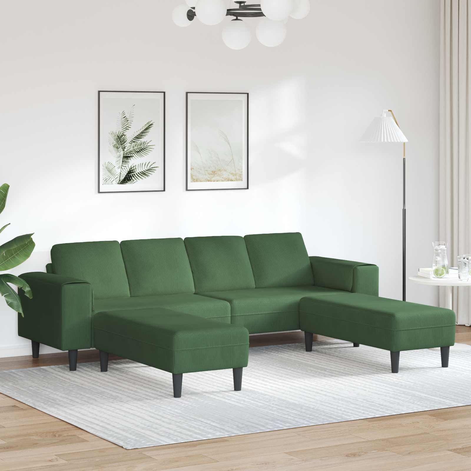 Bank Donkergroen 250 x 188 x 76 cm Katoen Stof