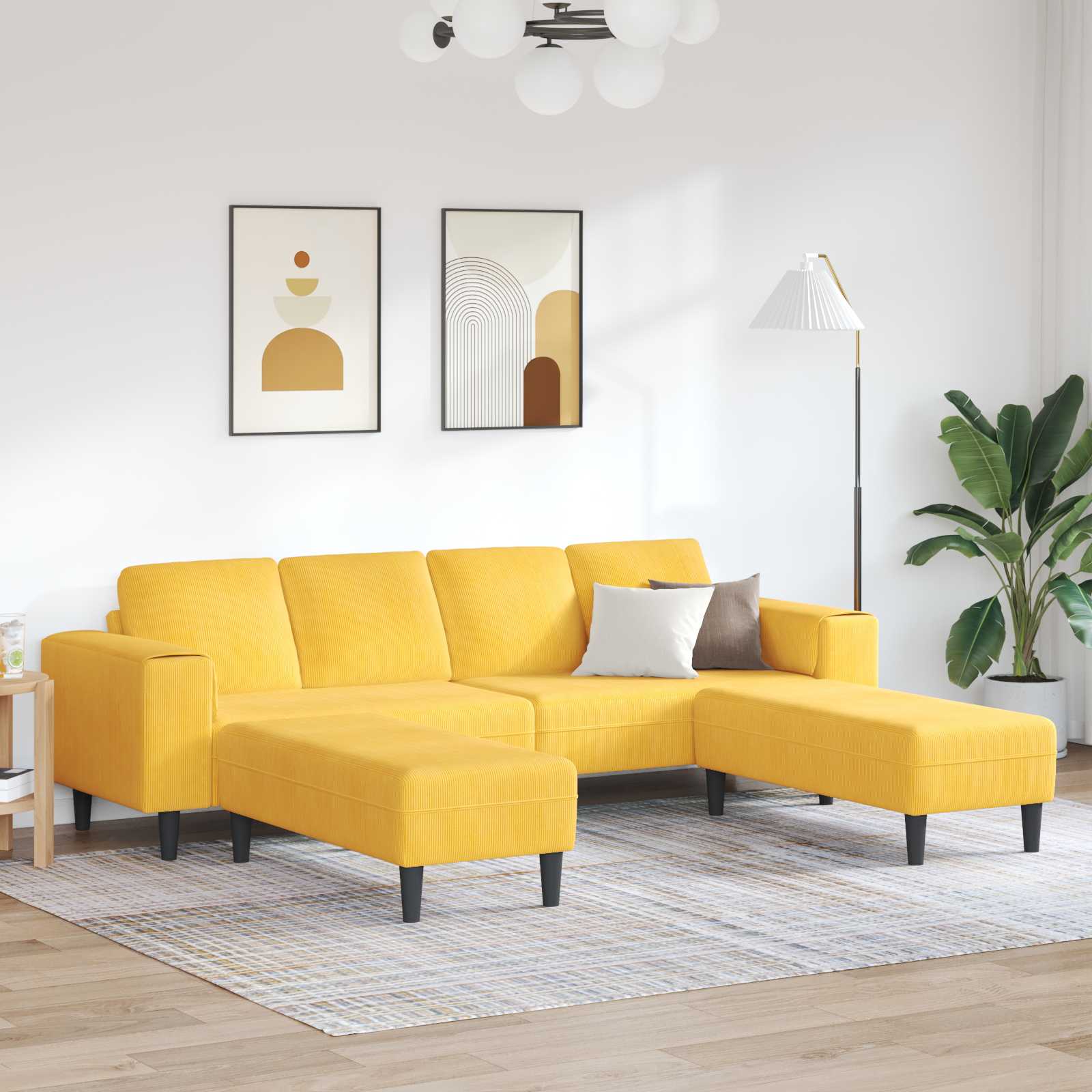 Bank Lichtgeel 250 x 188 x 76 cm Katoen Stof