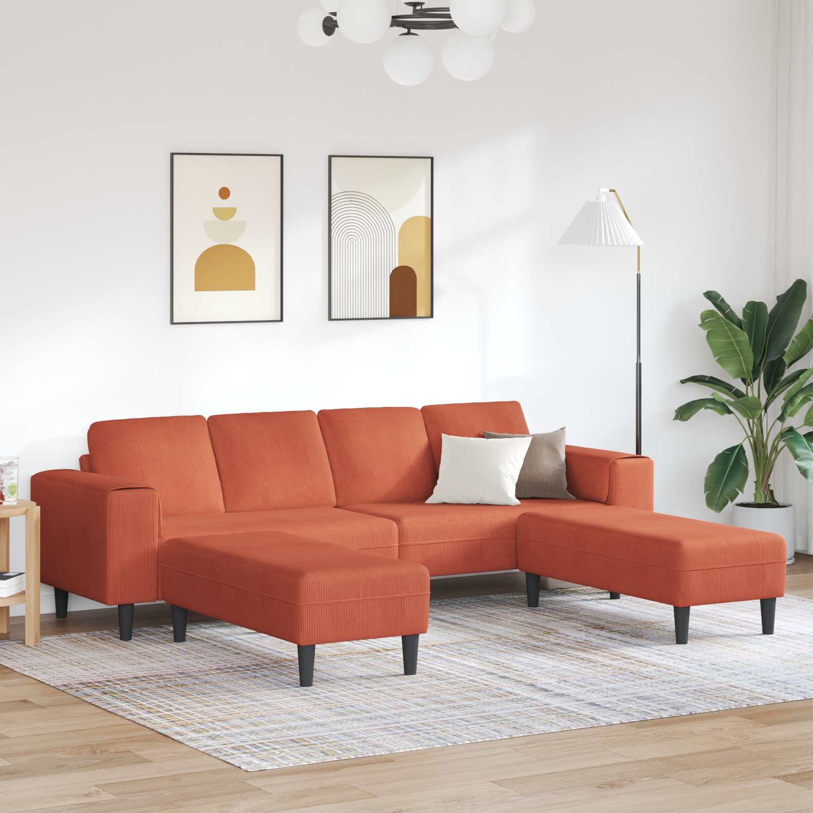 Bank Rood-oranje 250 x 188 x 76 cm Katoen Stof