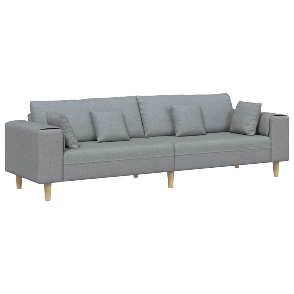 Bank met kussen Lichtgrijs 250 x 77 x 76 cm Stof