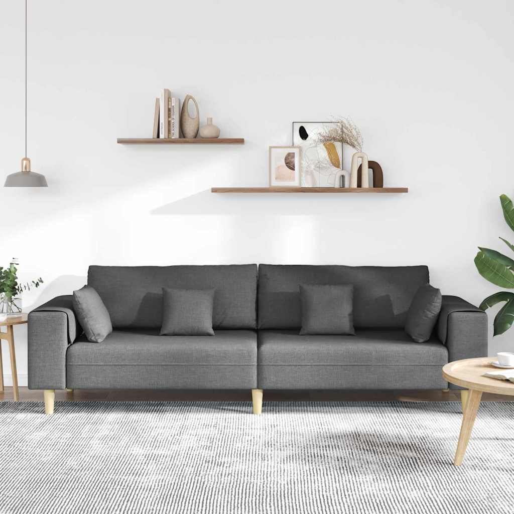 Bank met kussen Donkergrijs 250 x 77 x 76 cm Stof