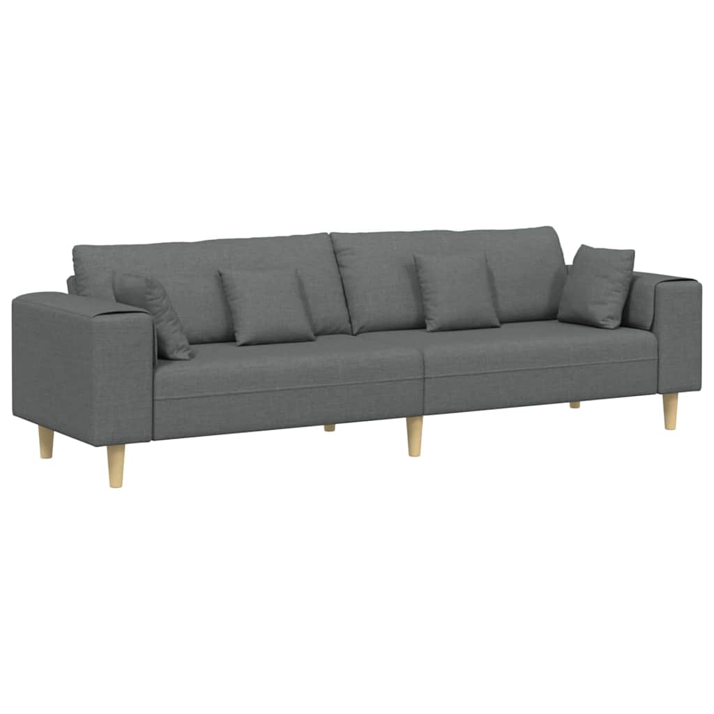 Bank met kussen Donkergrijs 250 x 77 x 76 cm Stof