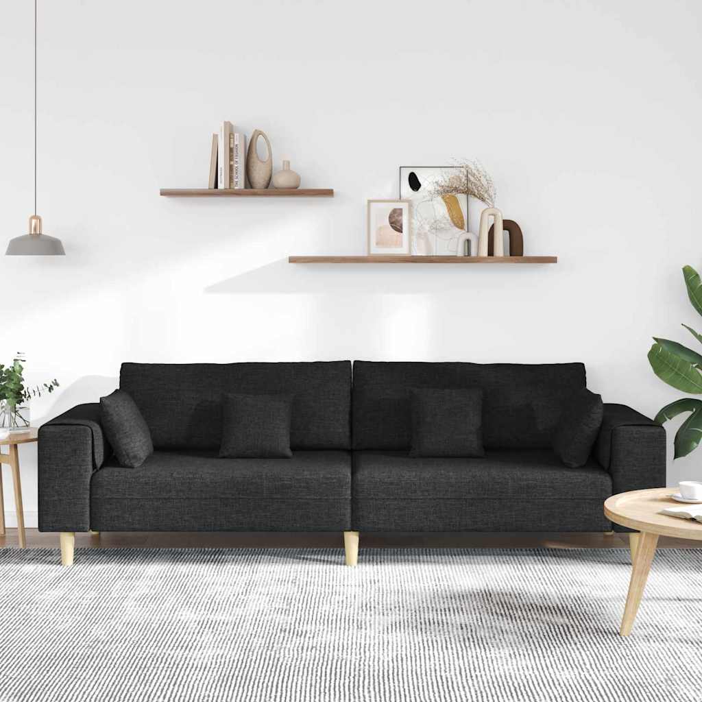 Bank met kussen Zwart 250 x 77 x 76 cm Stof