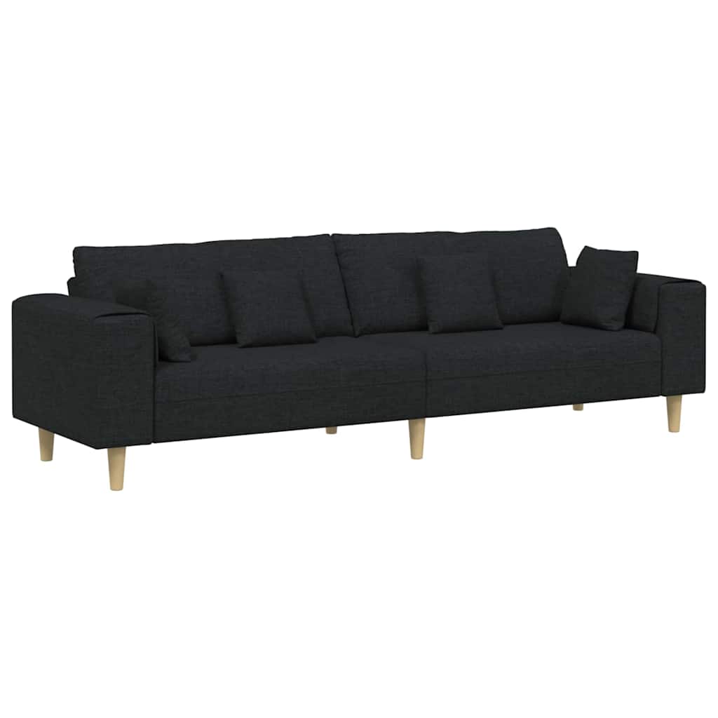 Bank met kussen Zwart 250 x 77 x 76 cm Stof