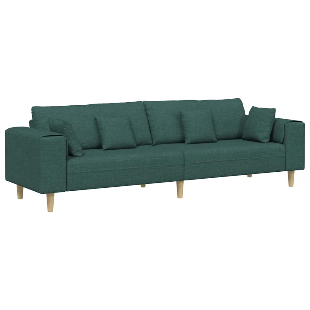 Bank met kussen Donkergroen 250 x 77 x 76 cm Stof
