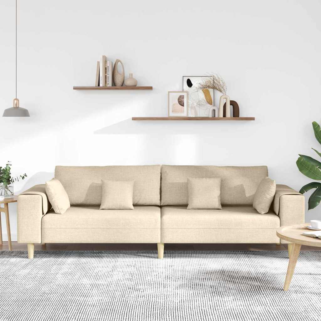 Bank met kussen Crème 250 x 77 x 76 cm Stof