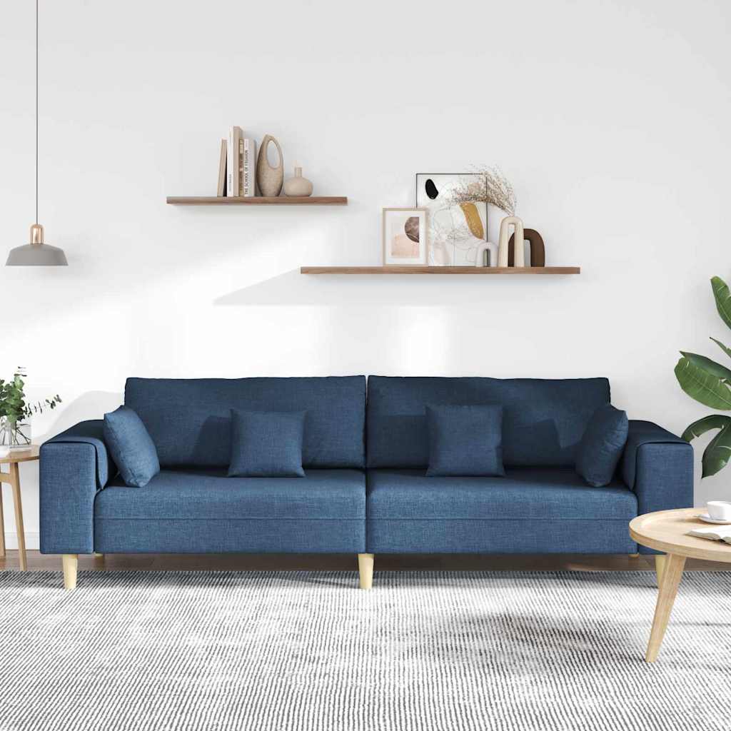 Bank met kussen Blauw 250 x 77 x 76 cm Stof