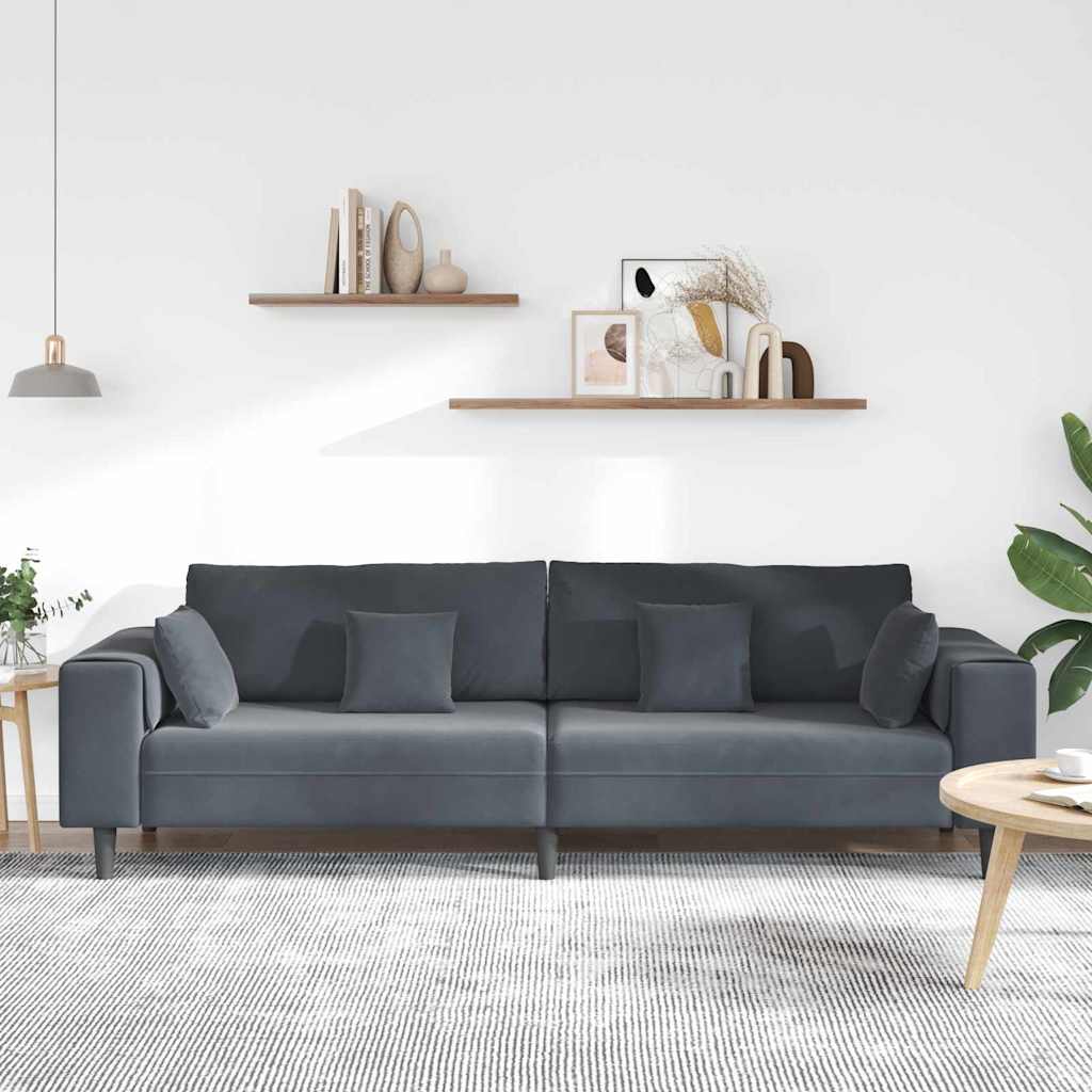 Bank Donkergrijs 250 x 77 x 76 cm Fluweel