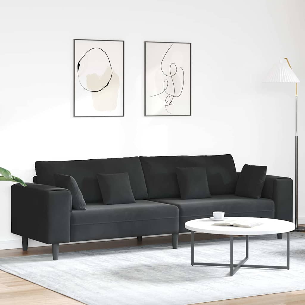 Bank Zwart 250 x 77 x 76 cm Fluweel
