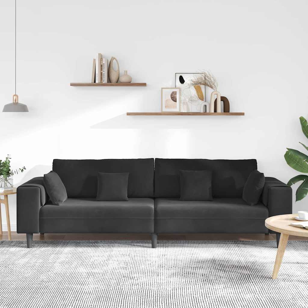 Bank Zwart 250 x 77 x 76 cm Fluweel