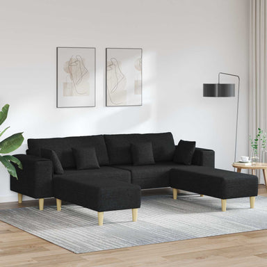Bank 3 st Zwart Stof