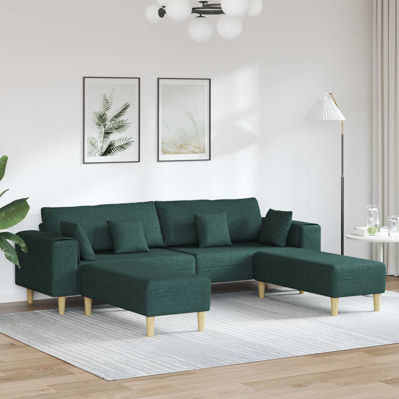 Bank 3 st Donkergroen Stof