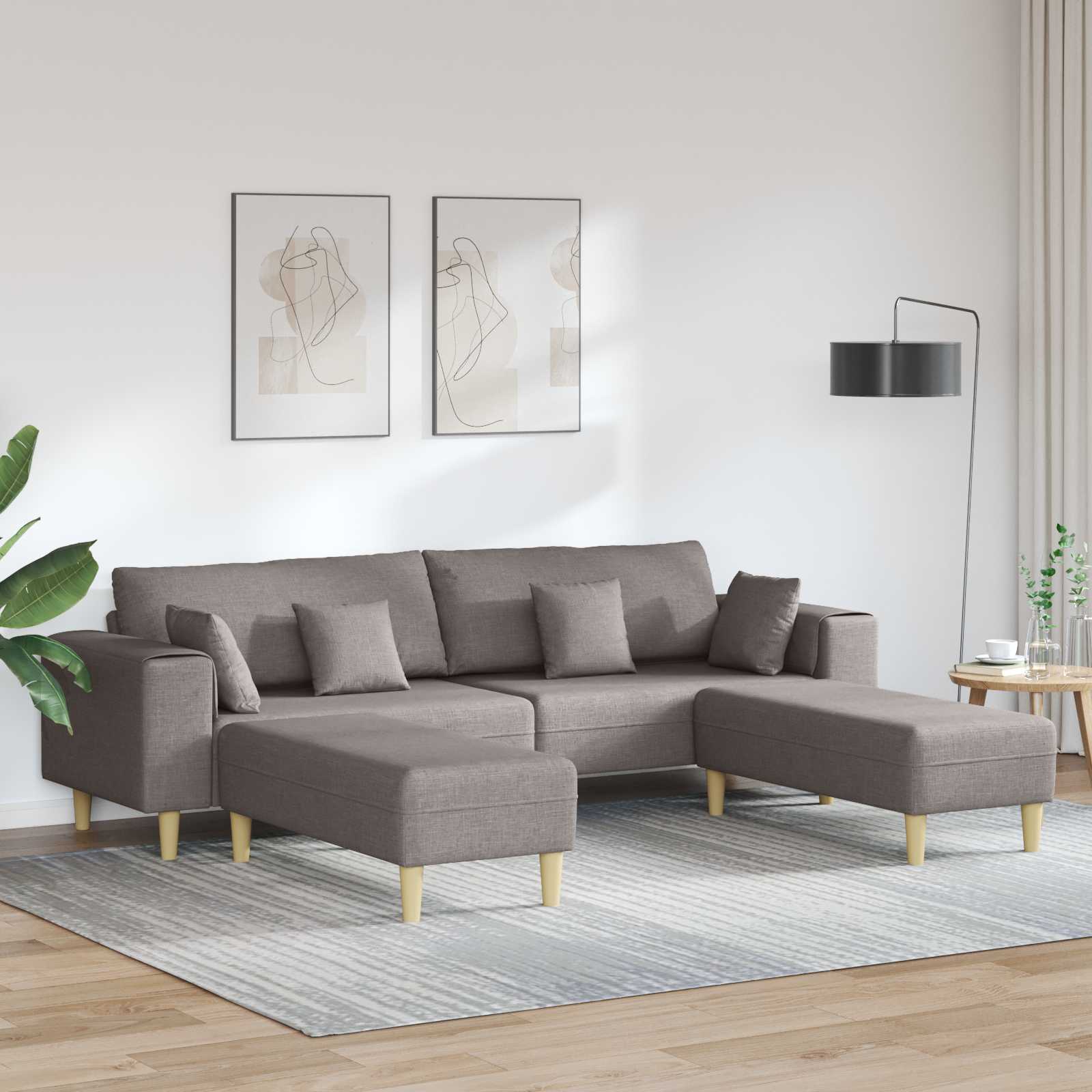 Bank 3 st Taupe Stof