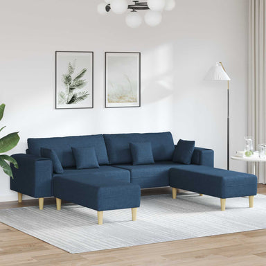 Bank 3 st Blauw Stof
