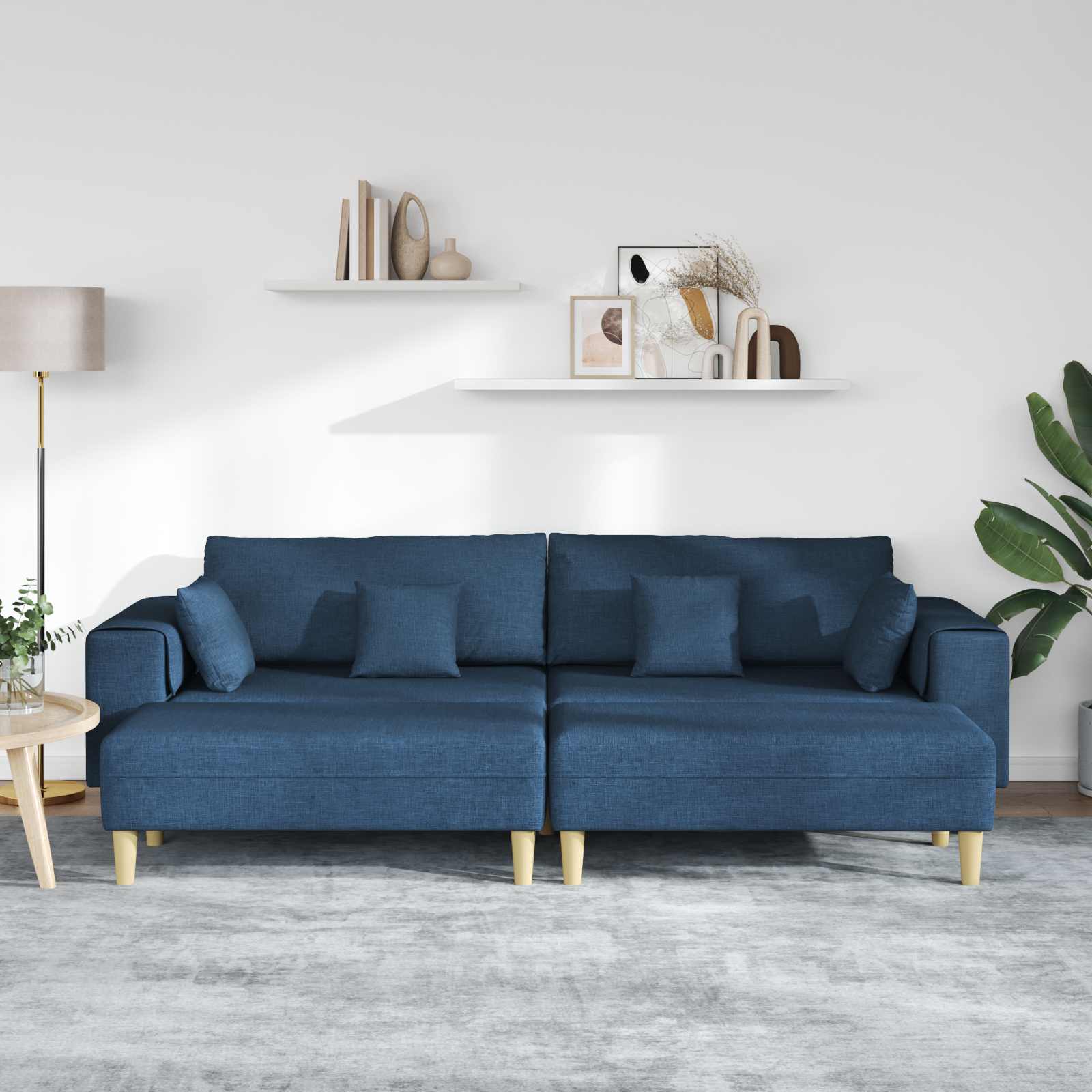 Bank 3 st Blauw Stof