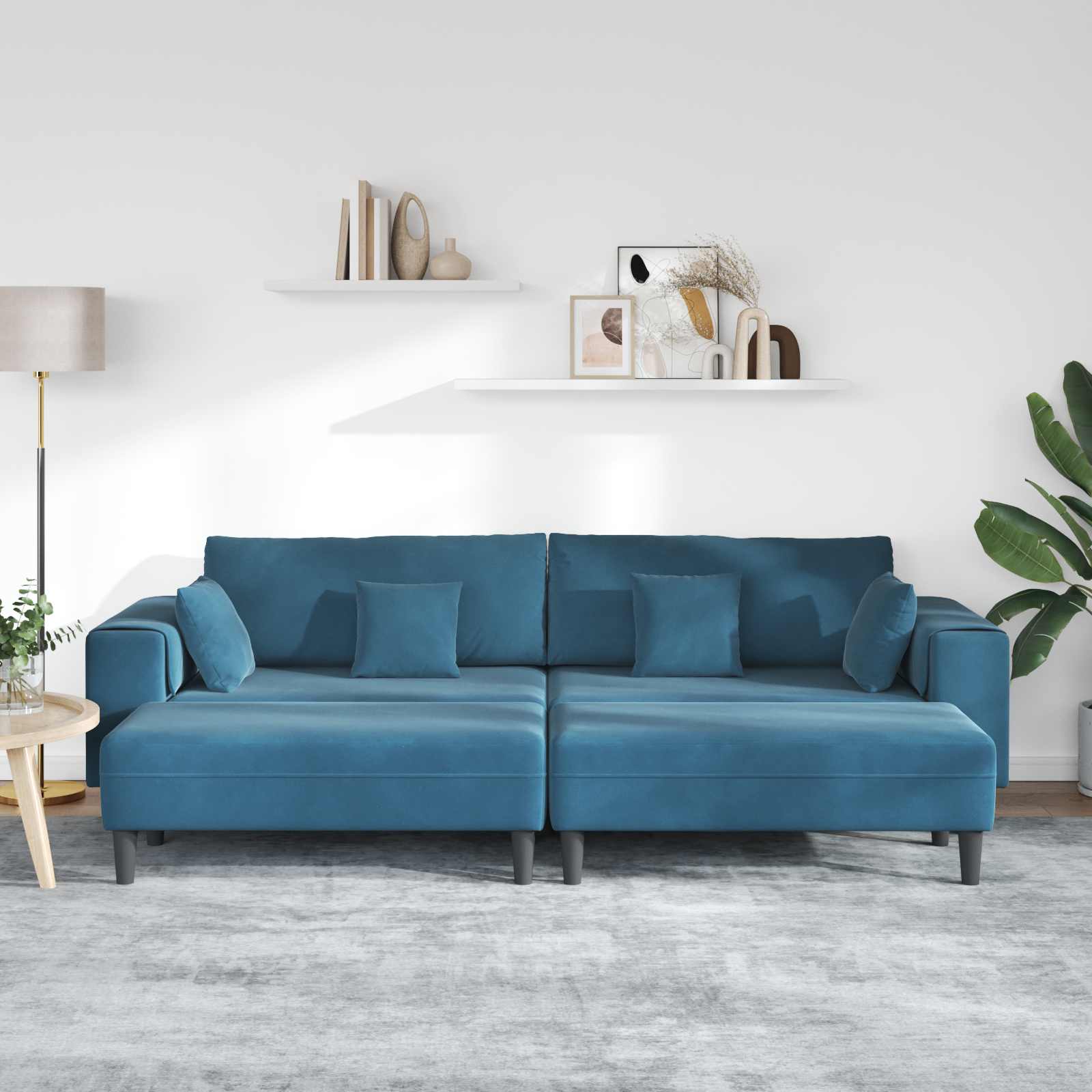 Bank 3 st Blauw Fluweel