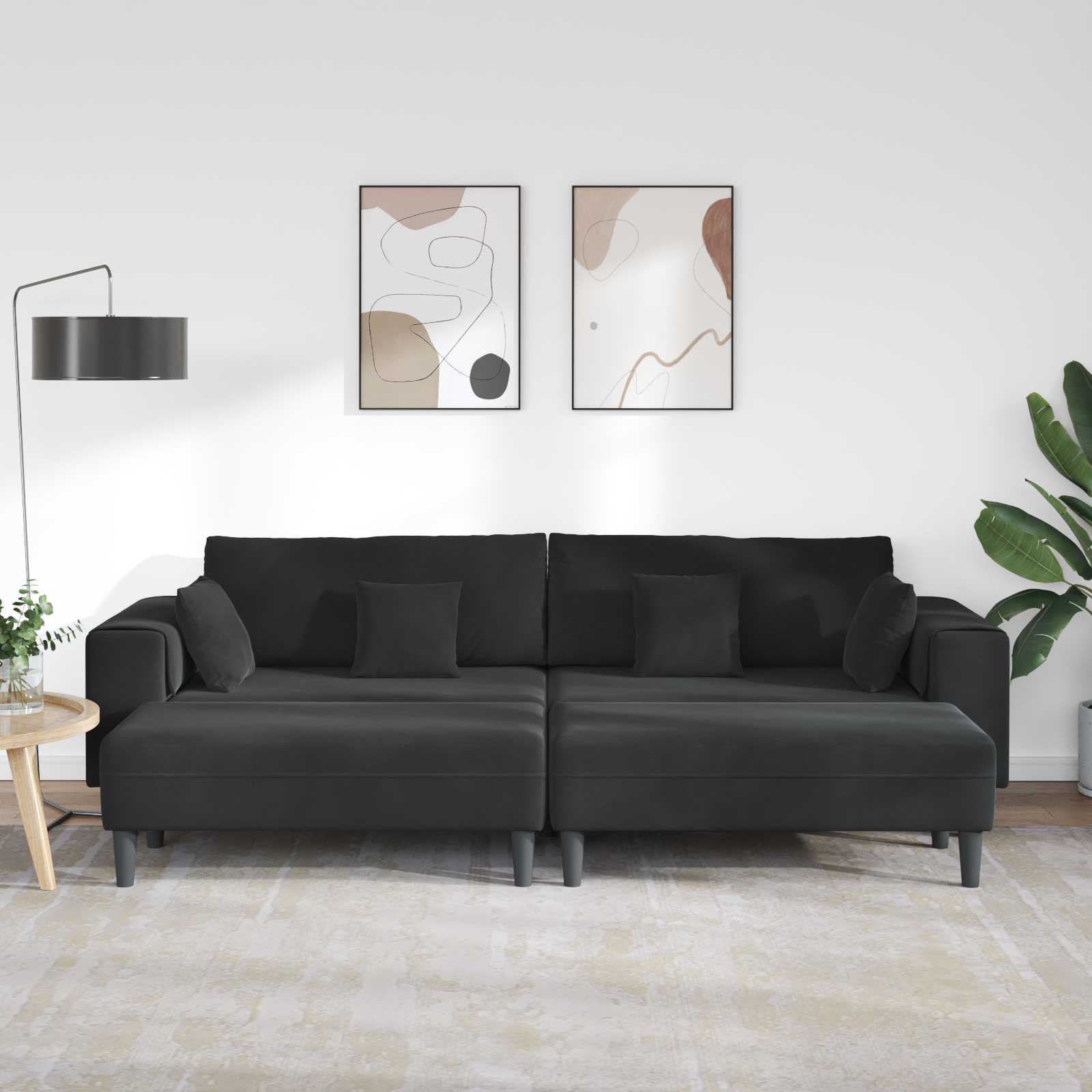 Bank 3 st Zwart Fluweel
