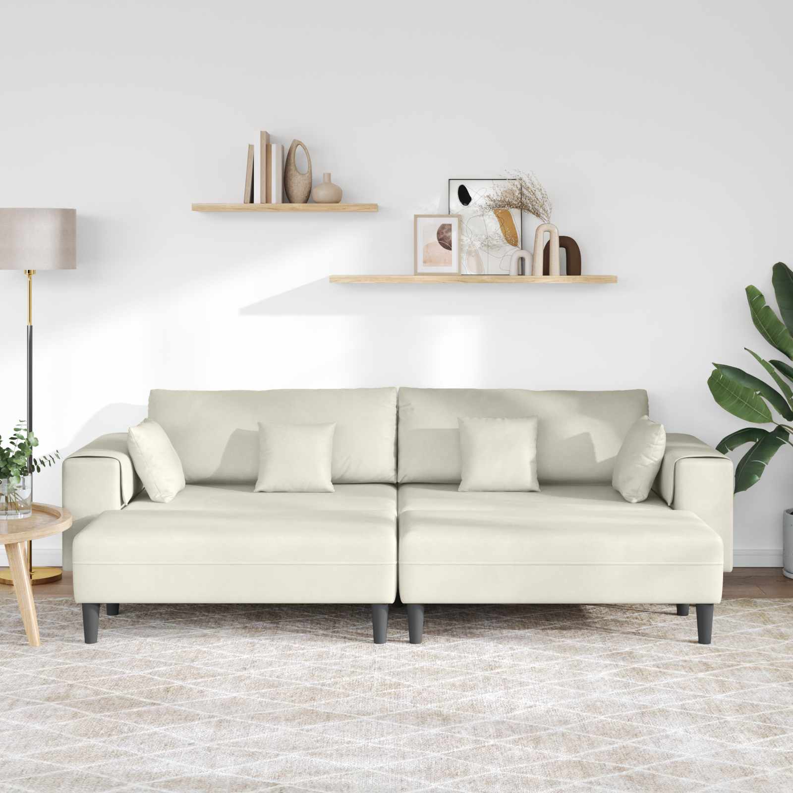 Bank 3 st Crème Fluweel