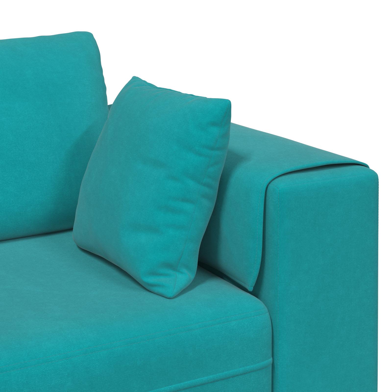 Bank 3 st Turquoise Fluweel