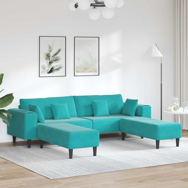 Bank 3 st Turquoise Fluweel
