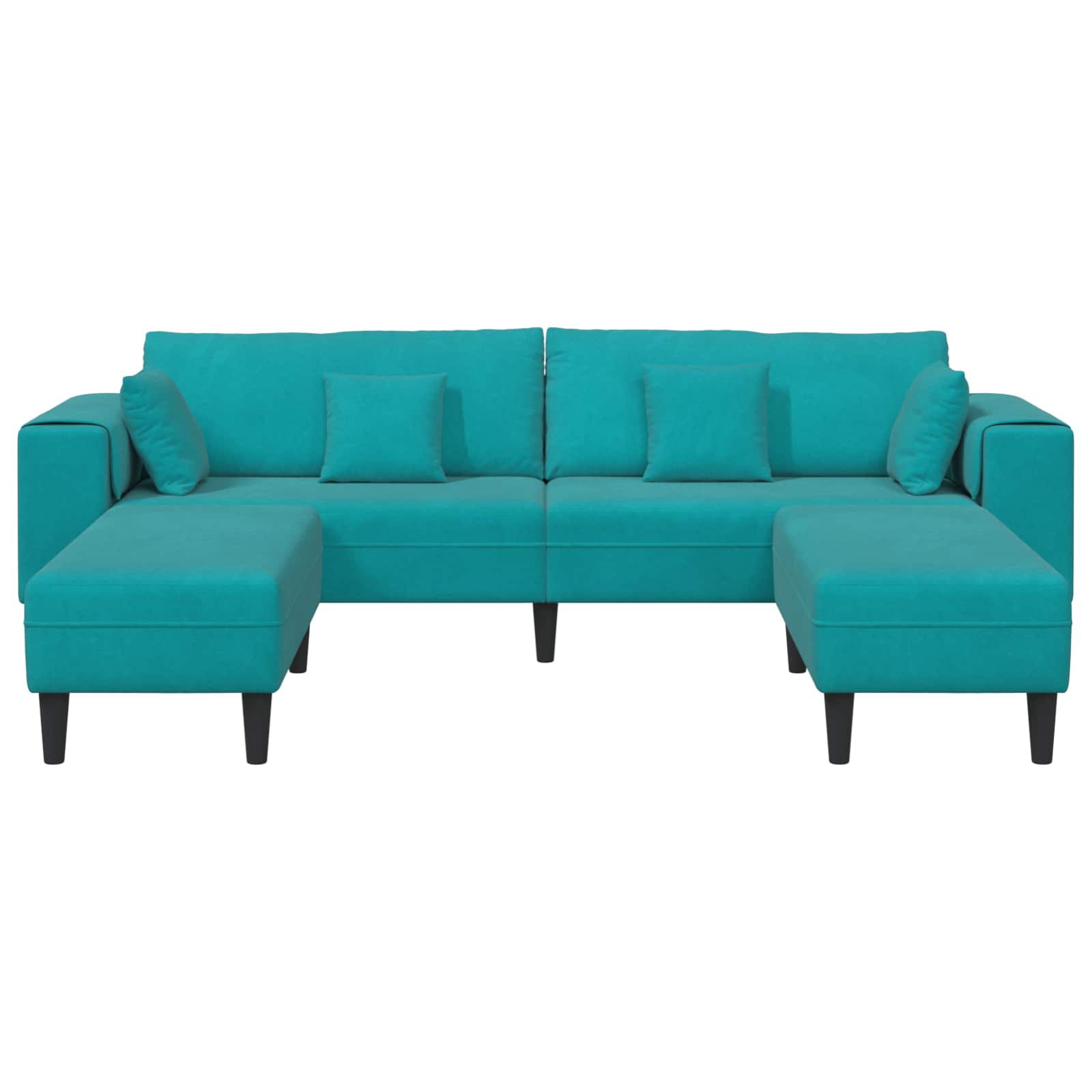 Bank 3 st Turquoise Fluweel