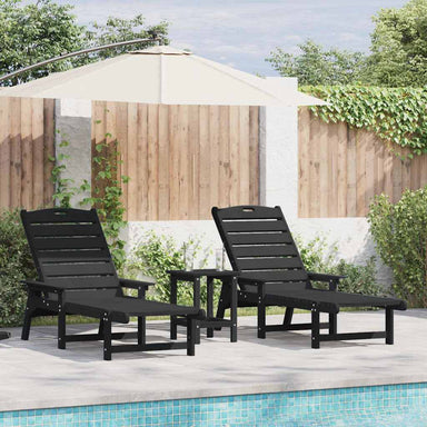 Ligstoel 2 st Polyetheen Zwart