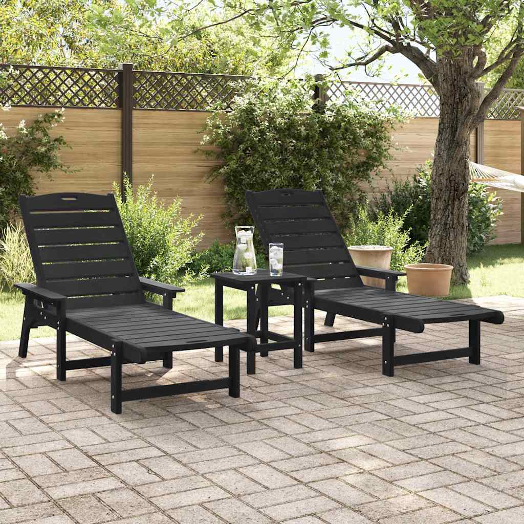 Ligstoel 2 st Polyetheen Zwart