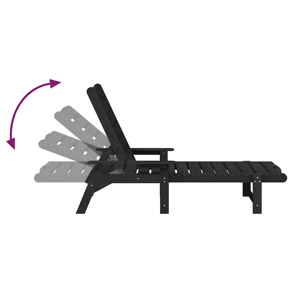Ligstoel 2 st Polyetheen Zwart