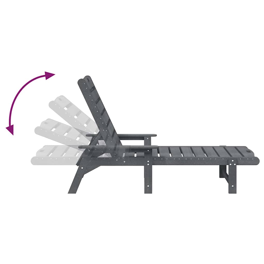 Ligstoel 2 st Polyetheen Lichtgrijs