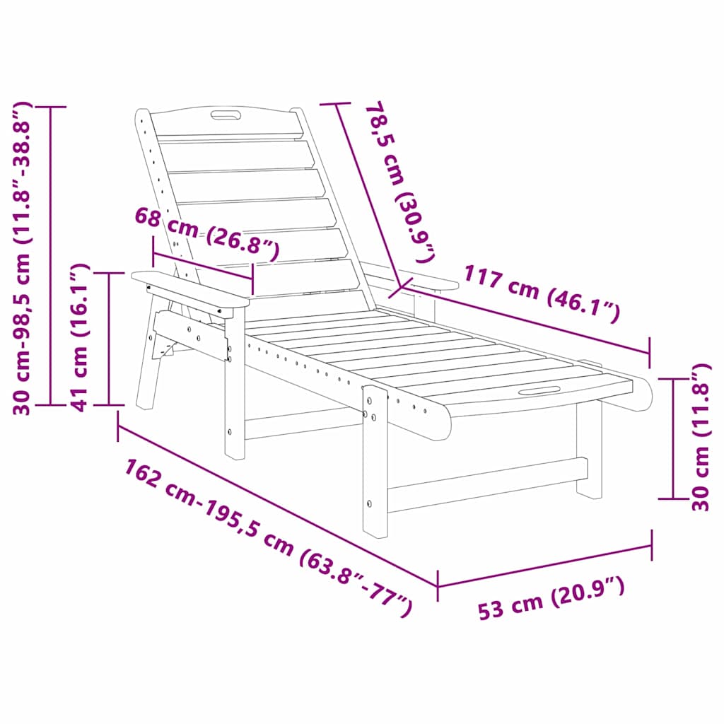 Ligstoel 2 st Polyetheen Lichtgrijs