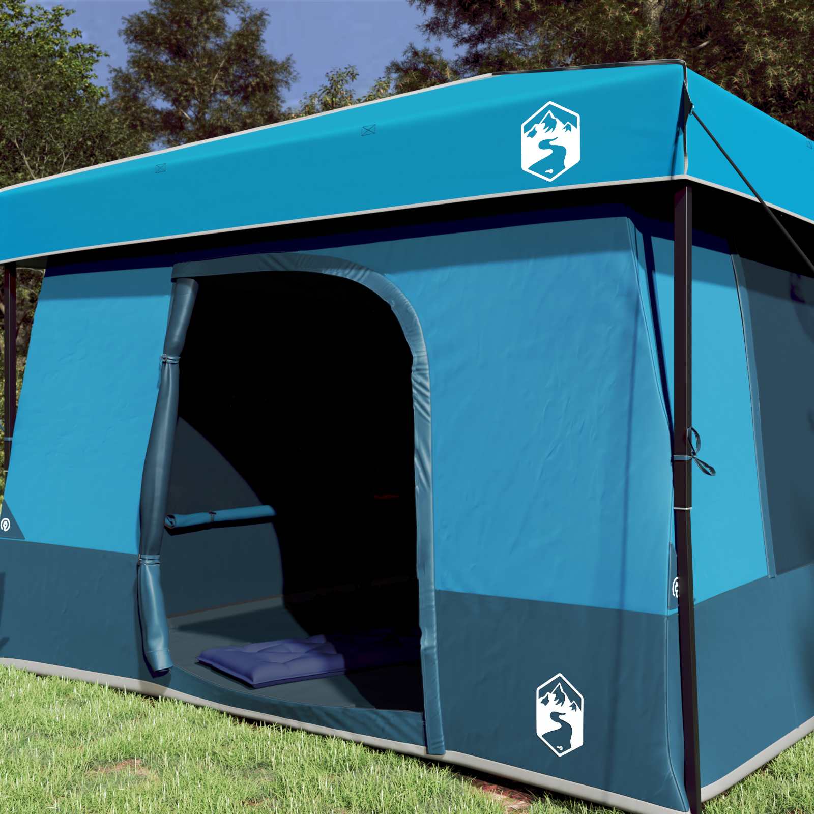 Camping Tent Set 2 st 6-persoons Blauw Taffeta en Stof