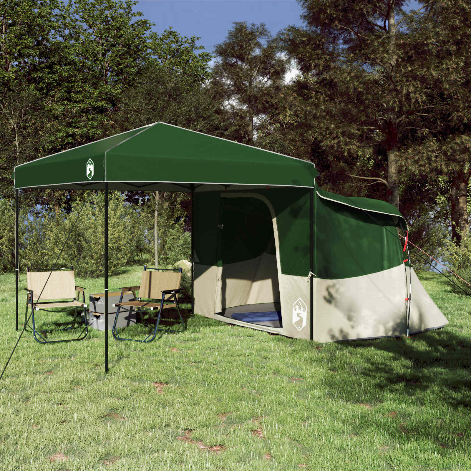 Camping Tent Set 2 st 4-persoons Groen Taffeta en Stof