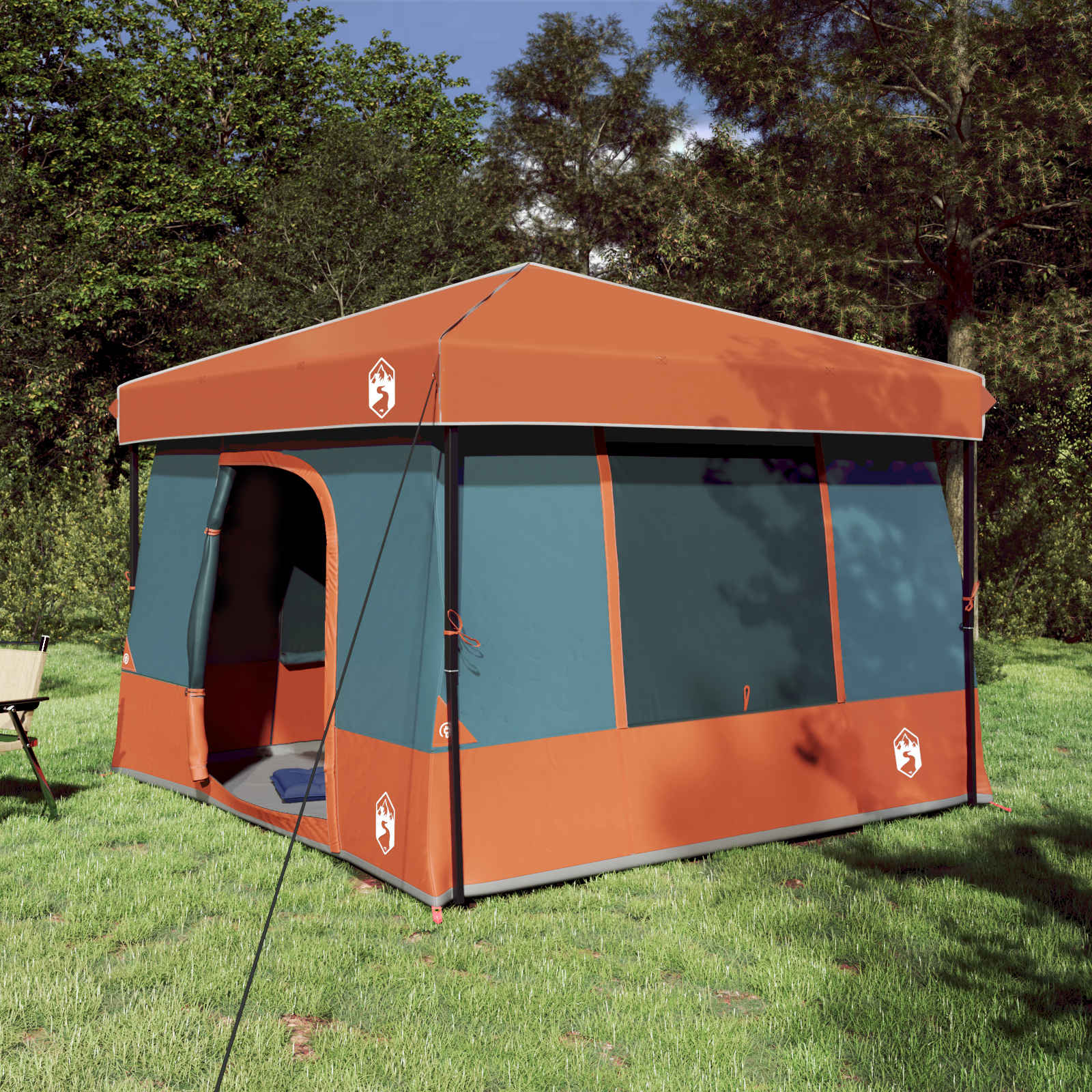 Camping Tent Set 2 st 6-persoons Grijs en Oranje