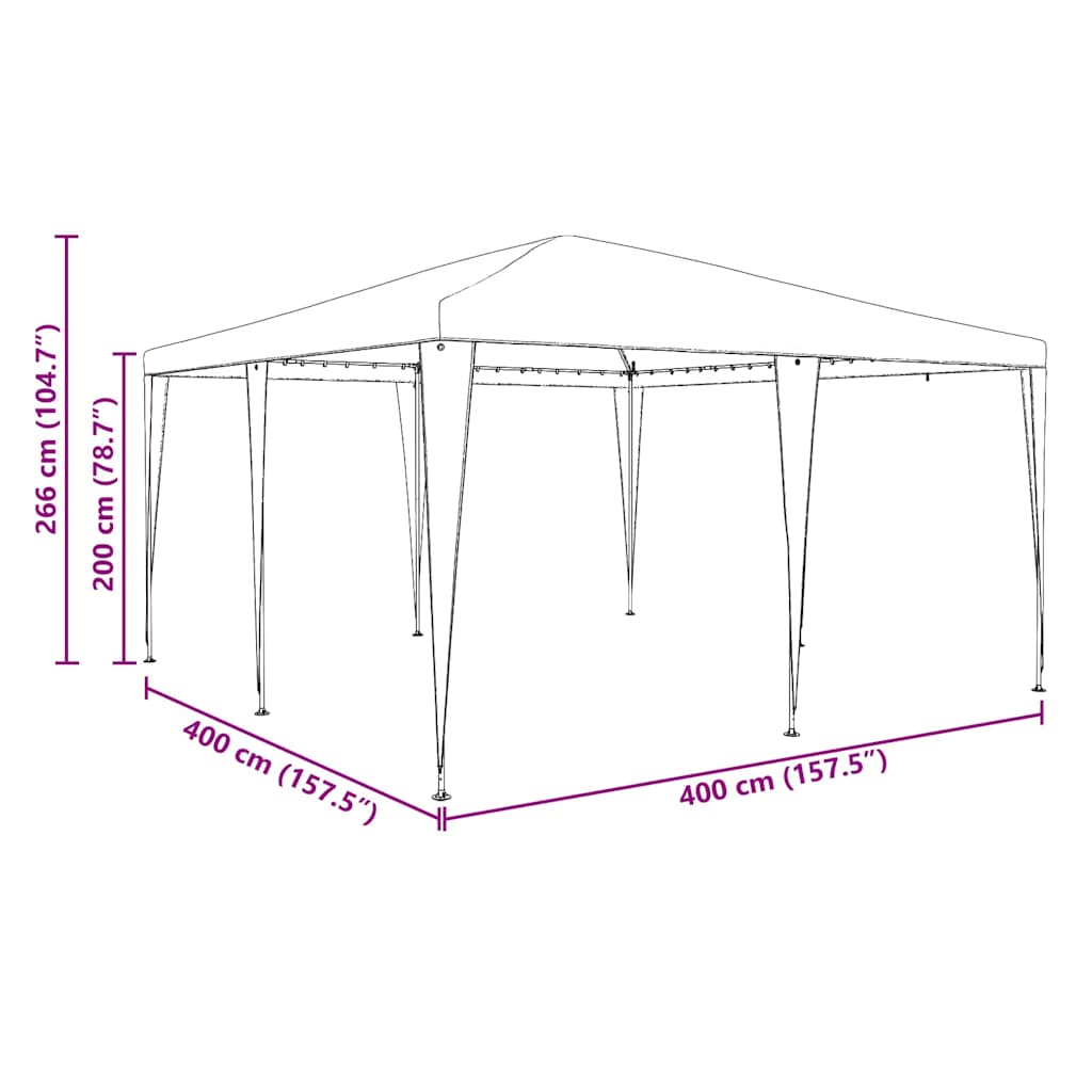 Partytent Wit 400 x 400 x 266 cm Polyethyleen en Staal