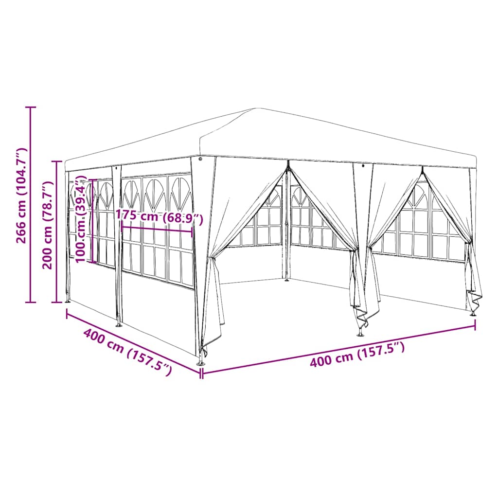 Partytent Groen 400 x 400 x 266 cm Polyetheen