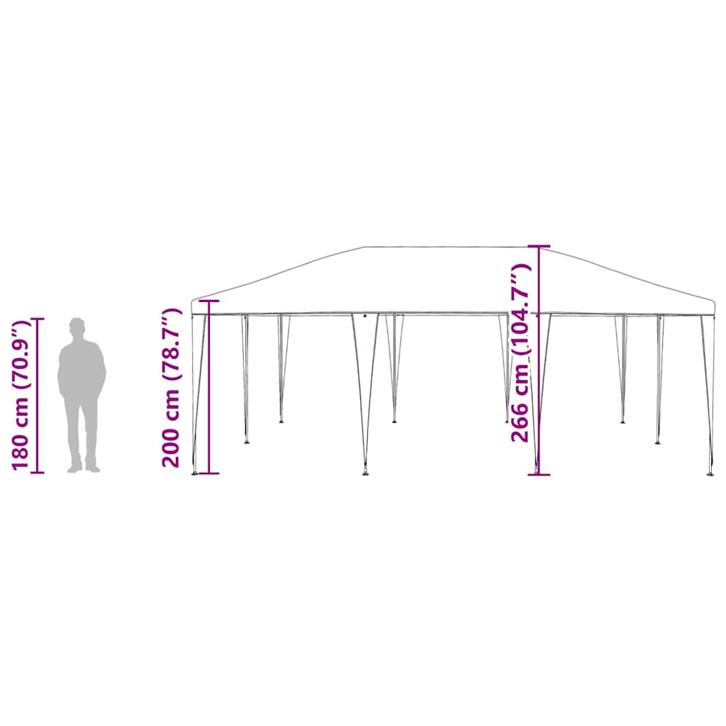 Partytent Wit 600 x 400 x 266 cm Polyethyleen en Staal