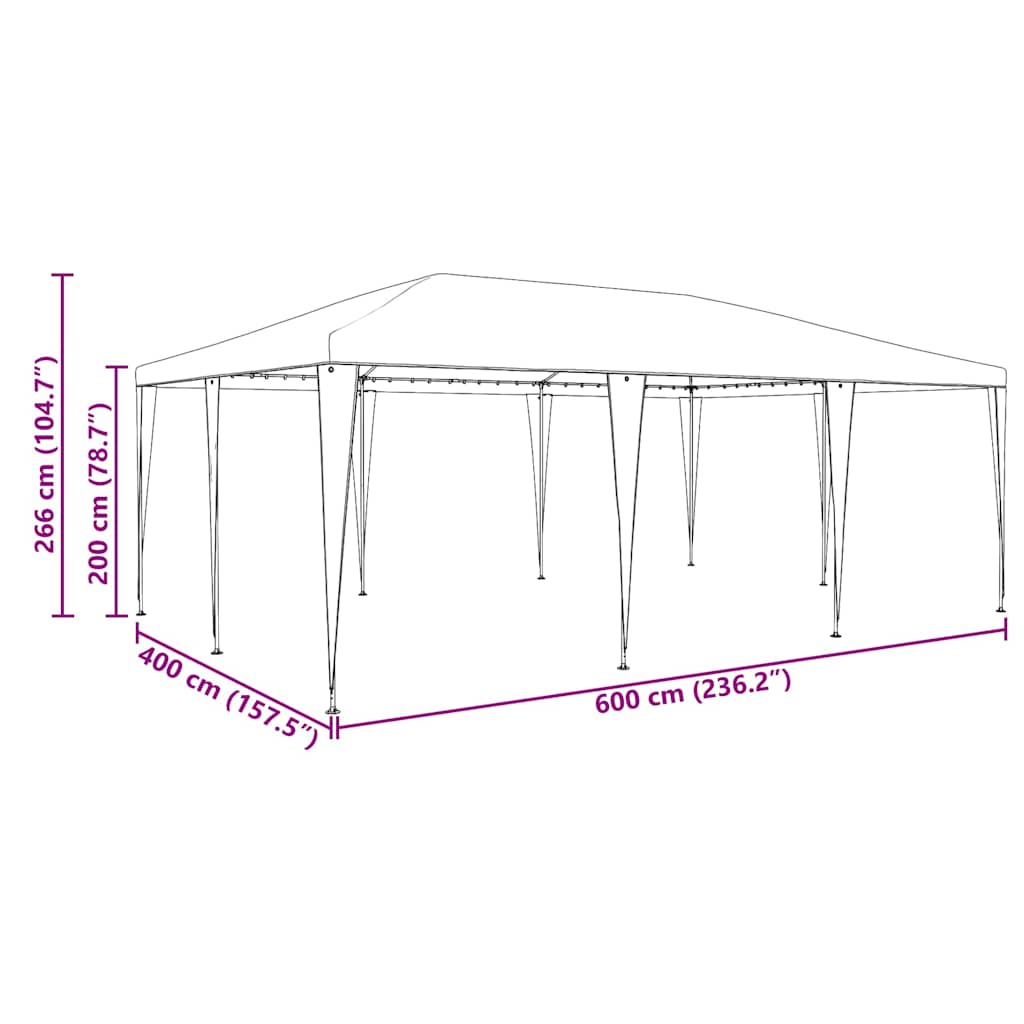 Partytent Blauw 600 x 400 x 266 cm Polyethyleen en Staal