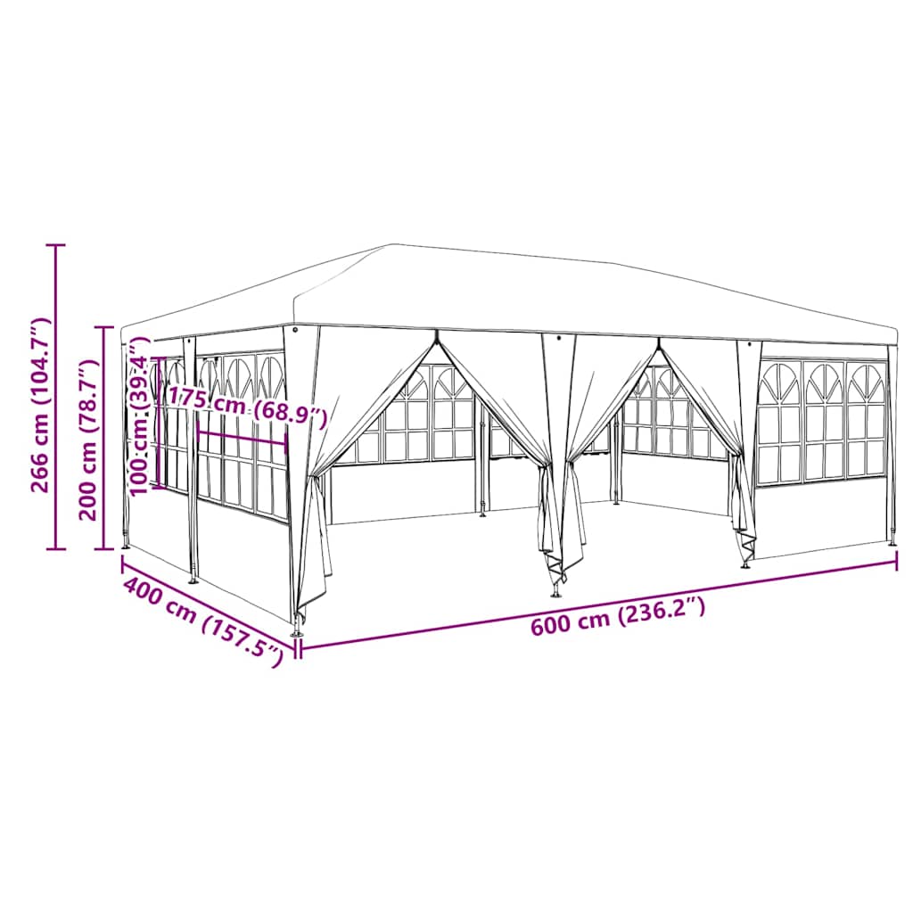 Partytent Antraciet 600 x 400 x 266 cm Polyetheen