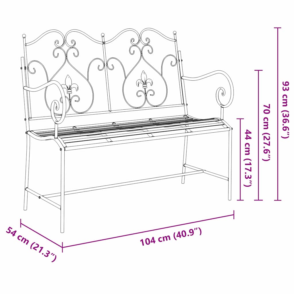 Tuinbank Antiek wit 104 x 54 x 93 cm Staal