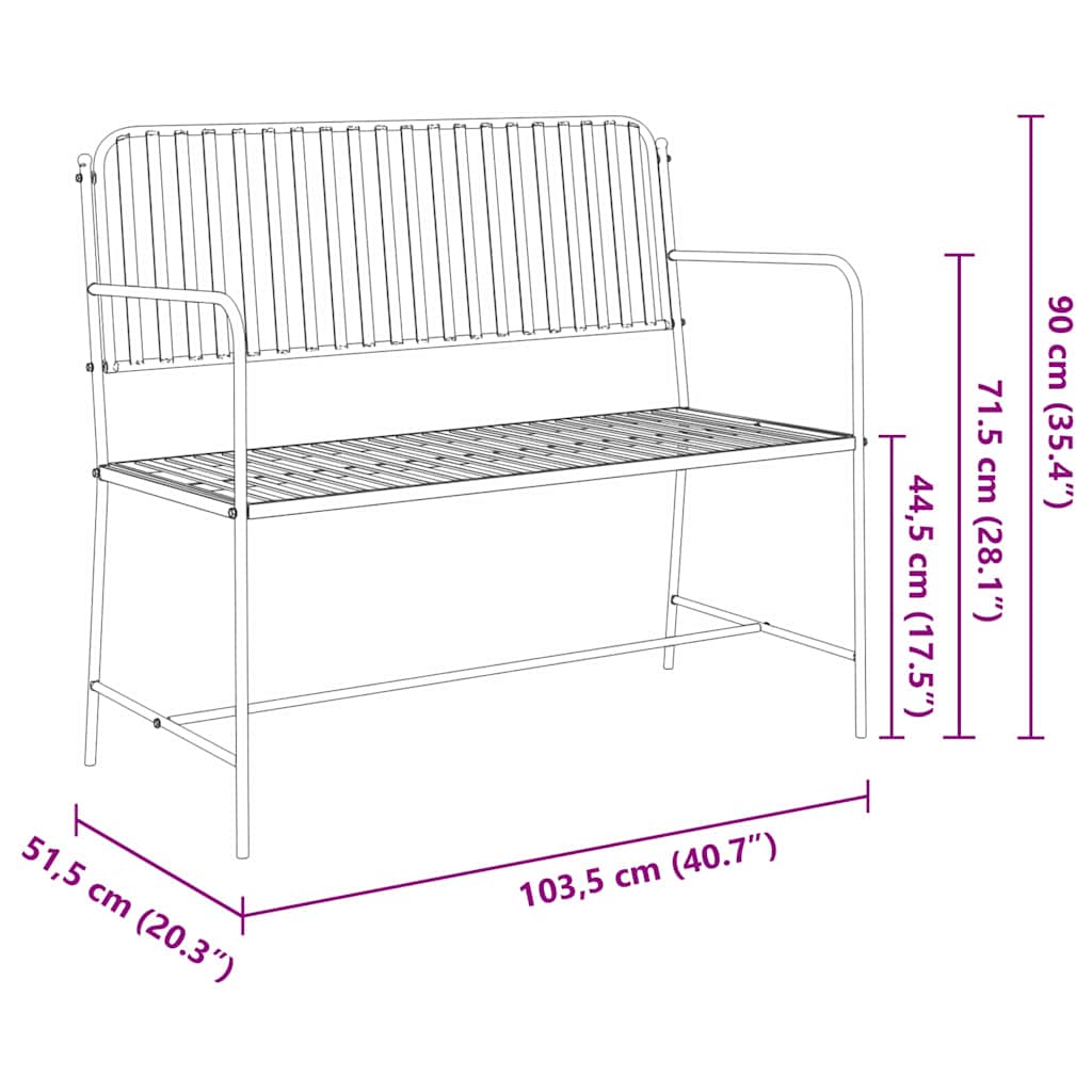 Tuinbank Effen Wit 103,5 x 51,5 x 90 cm Staal