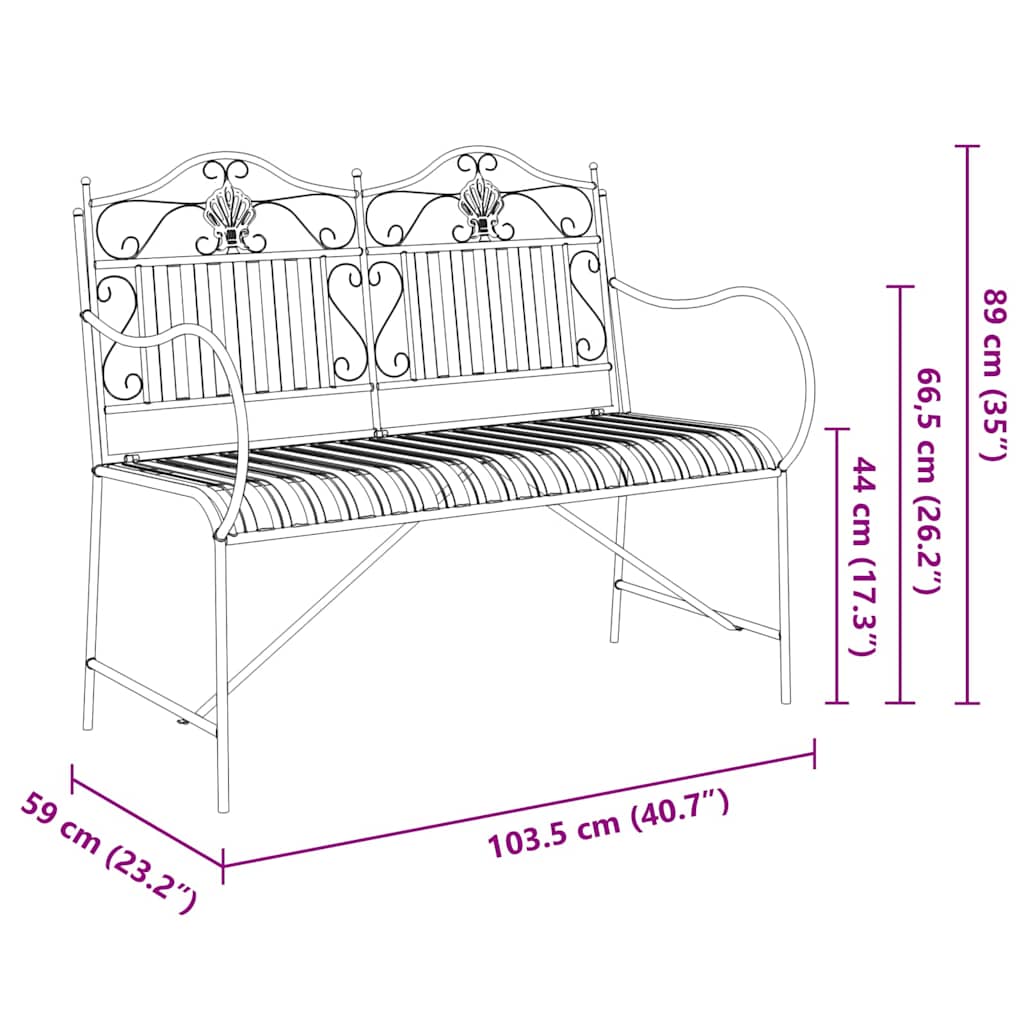 Tuinbank Zwart 103,5 x 59 x 89 cm Staal