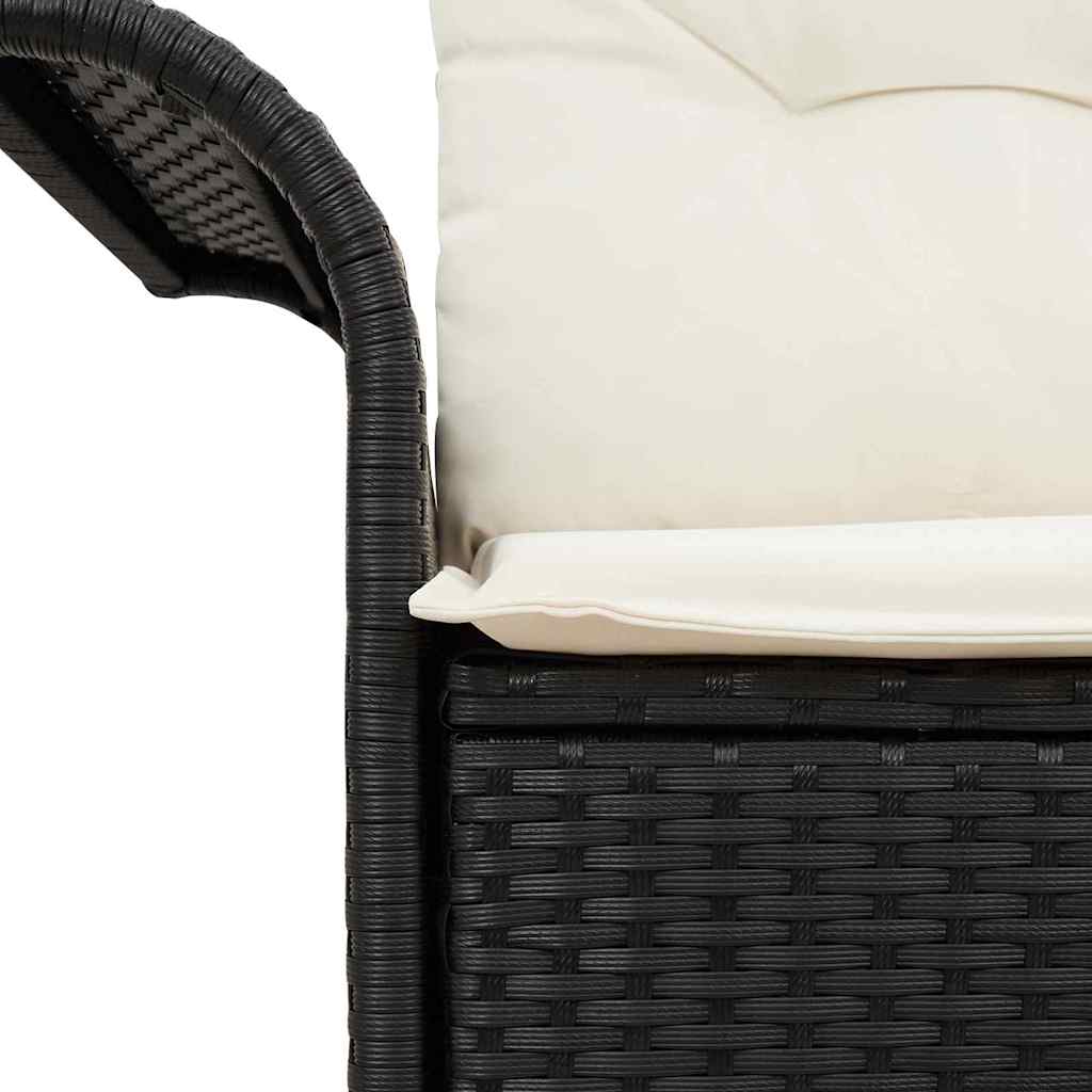 Tuinbank met kussen Zwart 141 x 62 x 69cm poly rattan
