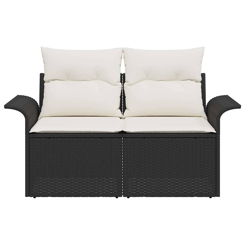 Tuinbank met kussen Zwart 141 x 62 x 69cm poly rattan