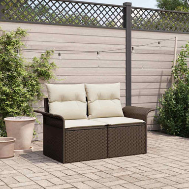 Tuinbank met kussen Bruin 141 x 62 x 69cm poly rattan