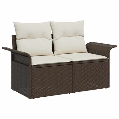 Tuinbank met kussen Bruin 141 x 62 x 69cm poly rattan
