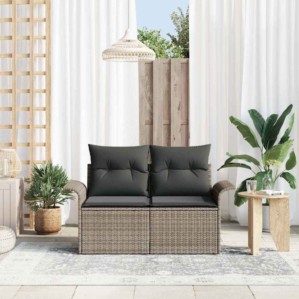 Tuinbank met kussen Grijs 141 x 62 x 69cm poly rattan