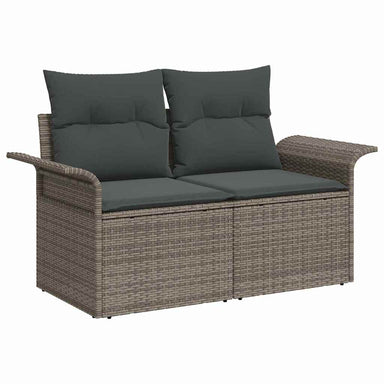 Tuinbank met kussen Grijs 141 x 62 x 69cm poly rattan